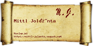 Mittl Jolánta névjegykártya